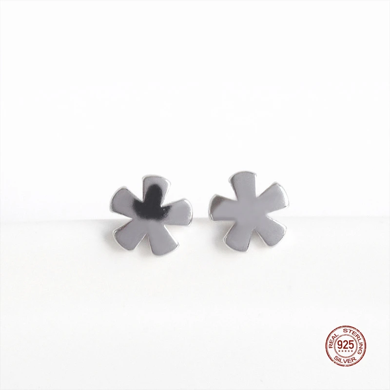 

LKO новые настоящие стерлингового серебра 925 пробы простые серьги-лепестки для женщин OL стиль трендовые серьги-гвоздики с цветами для девоче...