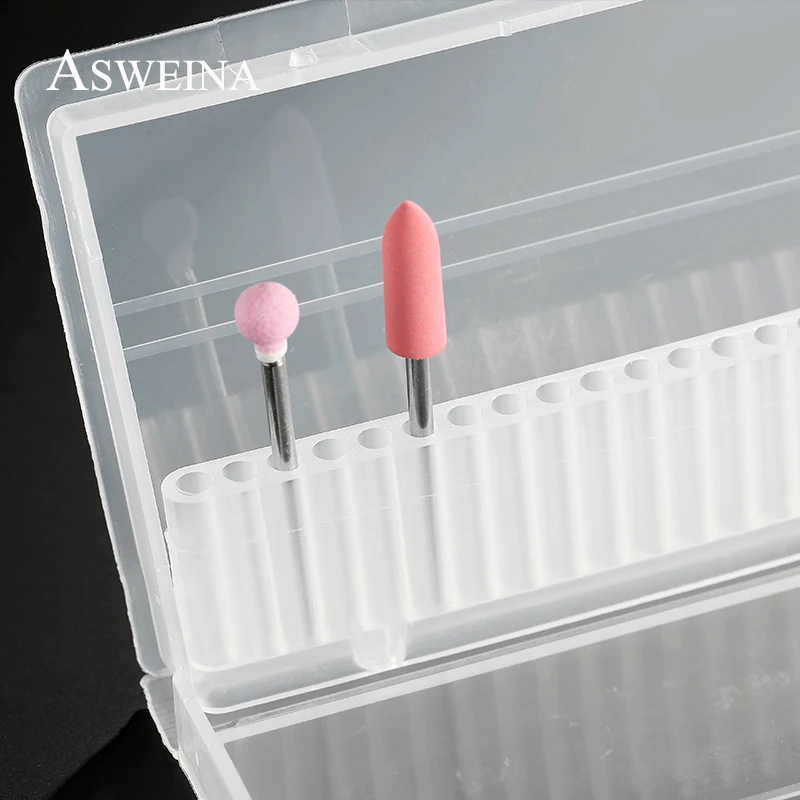 ASWEINA 1 шт. 20 отверстий пластиковые прозрачные сверла для ногтей акриловая коробка дисплей стенд контейнер для 3/3" сверло выставочный инструмент