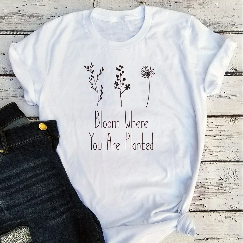 

Plant Flowers Woman Tshirts 2021 Fashion Planting Sun Flower Clothing Harajuku White O-Neck Girls Oversized T Shirt T
