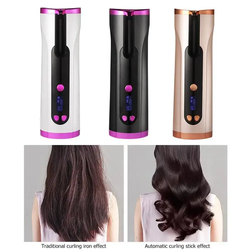 

Automatic Curling Iron Portable Curling Iron With LCD Display USB Charging Wireless Curling Iron For Travel Airwrap Hair Curler