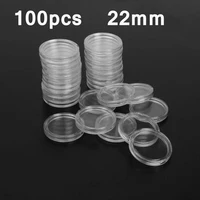 100pcsset 22mm clear round plastic coin protector capsules container money pence storage holder case home garden supplies