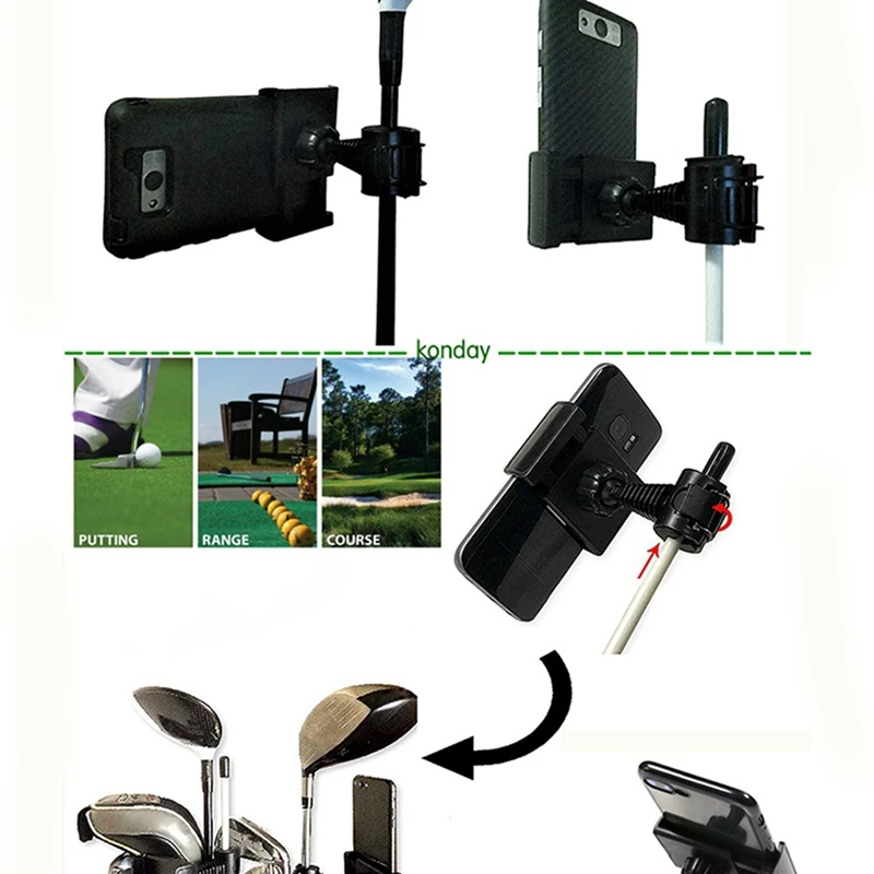 

Golf Umbrella Holder Golf Trolley Cart Adjustable Umbrella Holder Clubbers with Golf Mobile Phone Holder Clip
