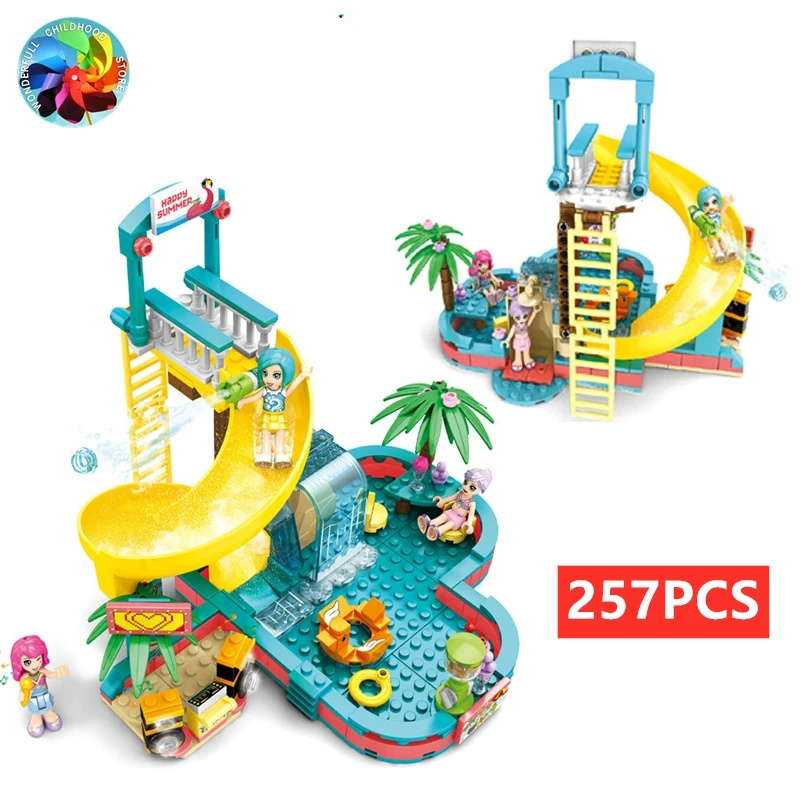 257 шт. плавательный бассейн строительные блоки трамплин для прыжков слайд