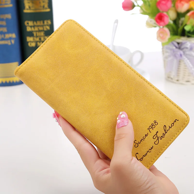 

Hot Selling New Fashion Vintage Women Purse Female Slim Long Wallet Card Holder Bag Matte Leather Wallets -B5