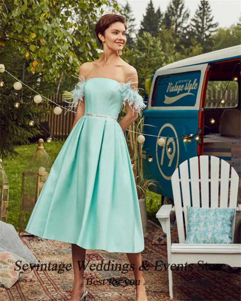 Коктейльные платья с перьями Sevintage 2020 Ba tea u-образным вырезом лентами и поясом