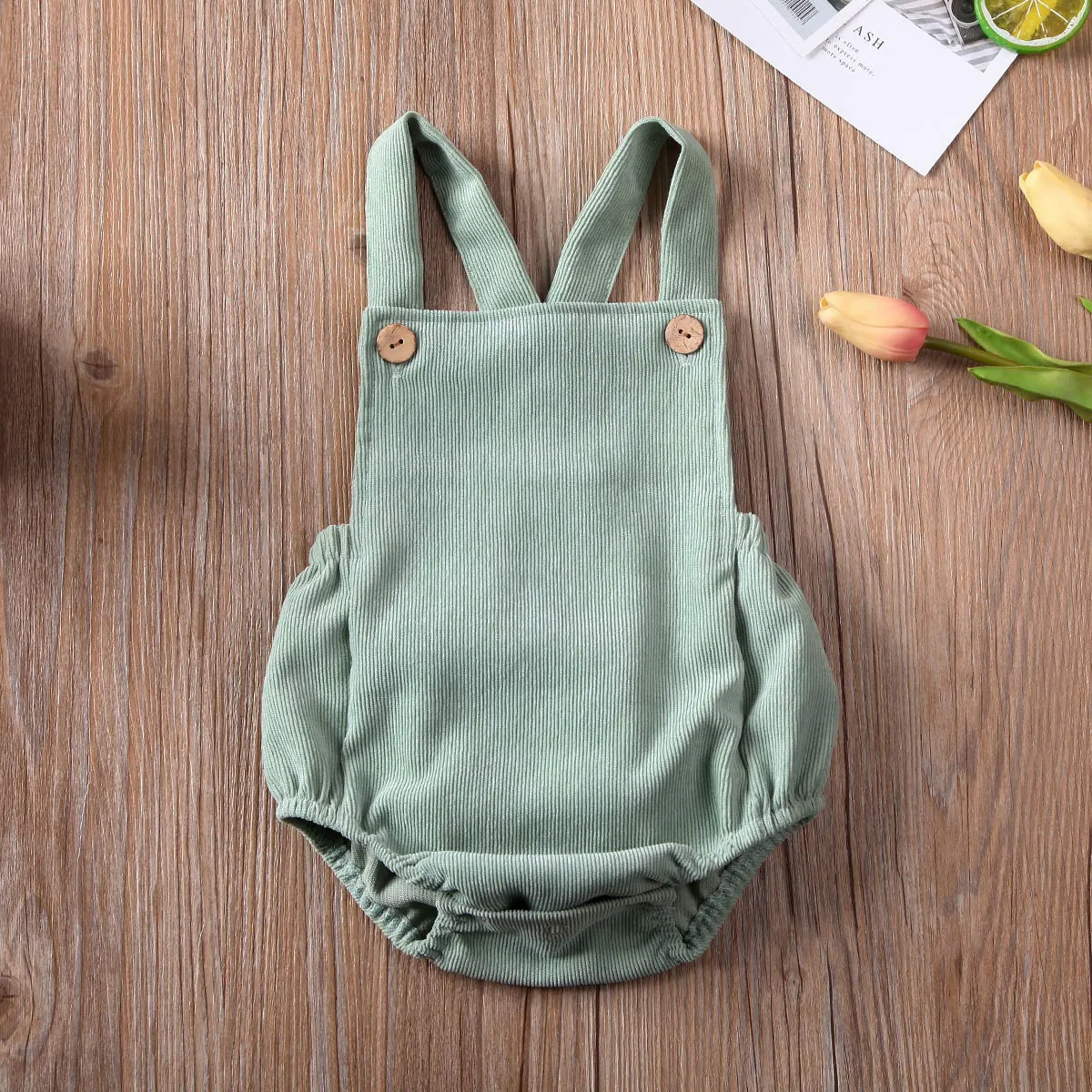 

2020 Baby Summer Clothing Newborn Infant Baby Boy Girls Bodysuit Jumpsuit Corduroy Clothes Backless Outfits