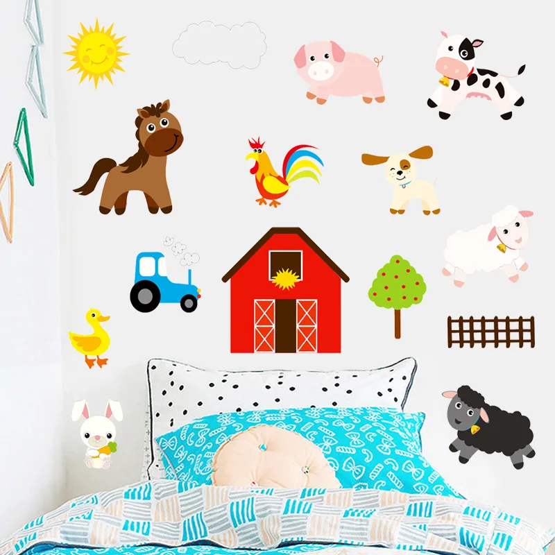Скотный двор декоративные наклейки на стены декора мультфильм фермы настенные с