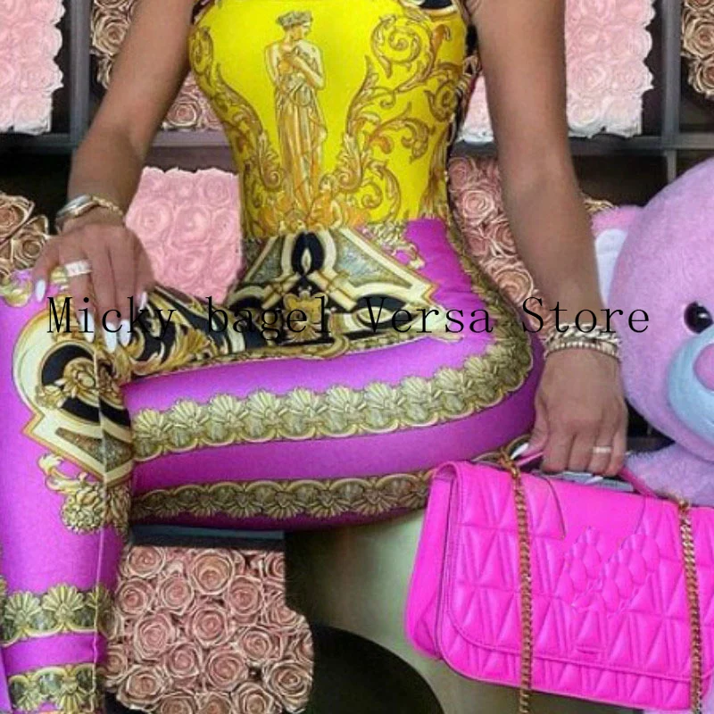 

2021 luxury brand design color printing fashion women's pants temperament high waist slim versatile Leggings Leggings Yoga Pants