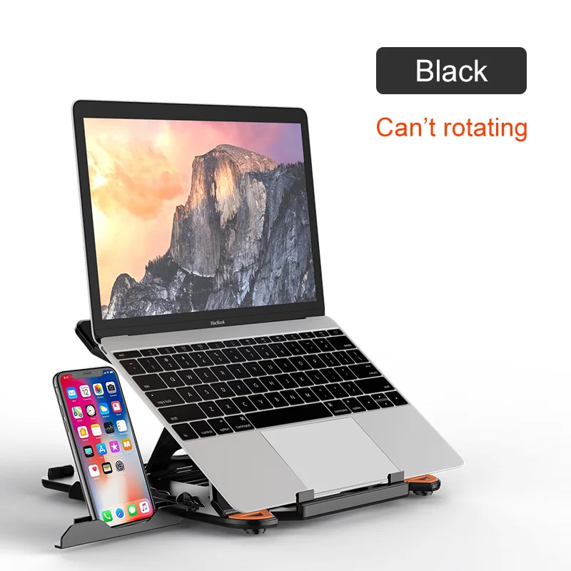 Black Normal 360 Вращающаяся подставка для ноутбука Складная подставка для ноутбука Macbook lenovo держатель для ноутбука Компьютерная Вентиляция с держателем для телефона - Цвет: Black Normal