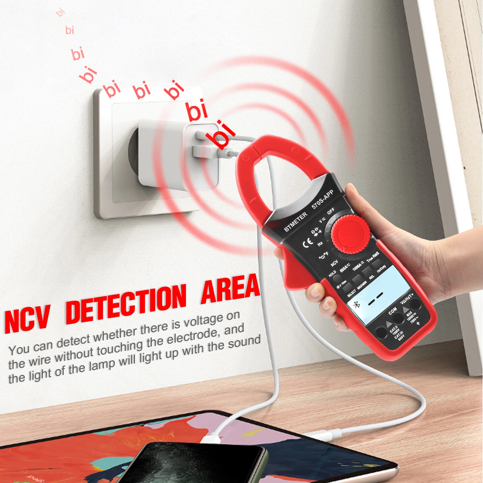 BT-570S-APP цифровой AC/DC Вольт Ампер Токоизмерительные клещи Беспроводной Bluetooth 1000A