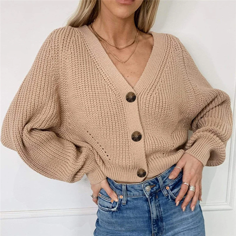 

FAKUNTN 2021 Women Cardigan Winter Cashmere Sweater Long Sleeve V neck Woman's Sweater Cardigans jersey knit Jumpers Pull
