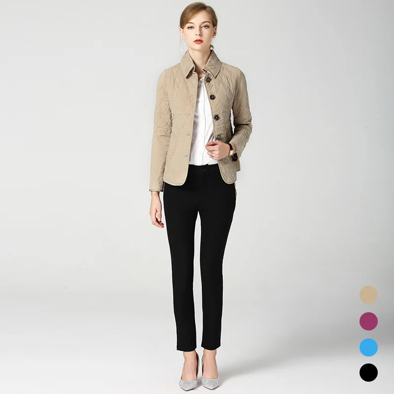 BURDULLY 2019 новая весенне-осенняя Женская куртка с ромбовидным воротником пальто