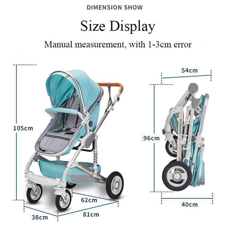 

Baby Stroller 3 in 1 Portable Travel Baby Carriage Folding Prams Aluminum Frame High Landscape Car For Newborn Baby