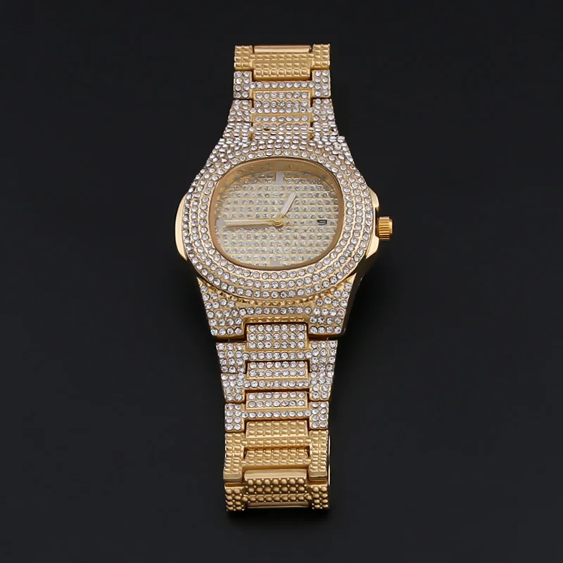 Роскошные мужские золотые часы в стиле хип-хоп побрякушки ювелирные изделия