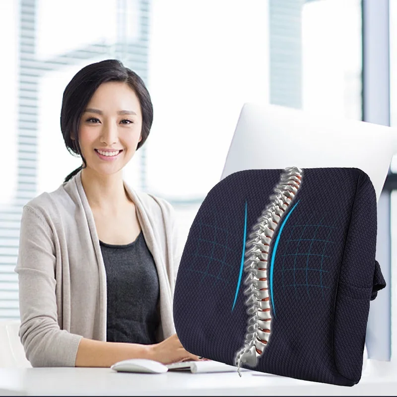 1PC chair pillow for back Air Layer Fabric Memory Foam Massage Bump Design Protect The Lumbar Spine Back Rest Pillow | Дом и сад