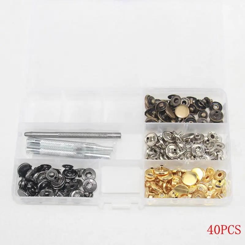 Металлические латунные кнопки для костюма бытовые + установочный инструмент