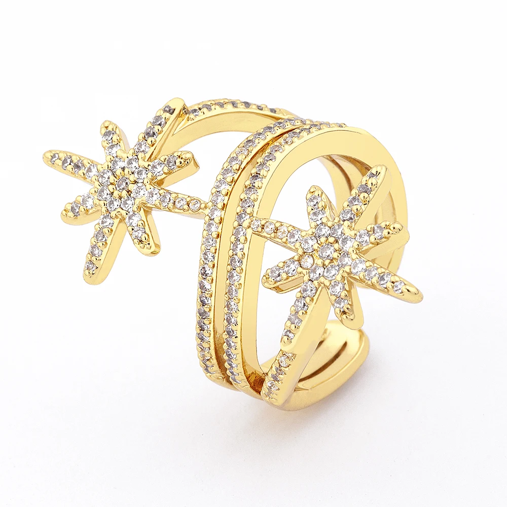 Новые модные женские милые обручальные кольца из меди и циркона регулируемого