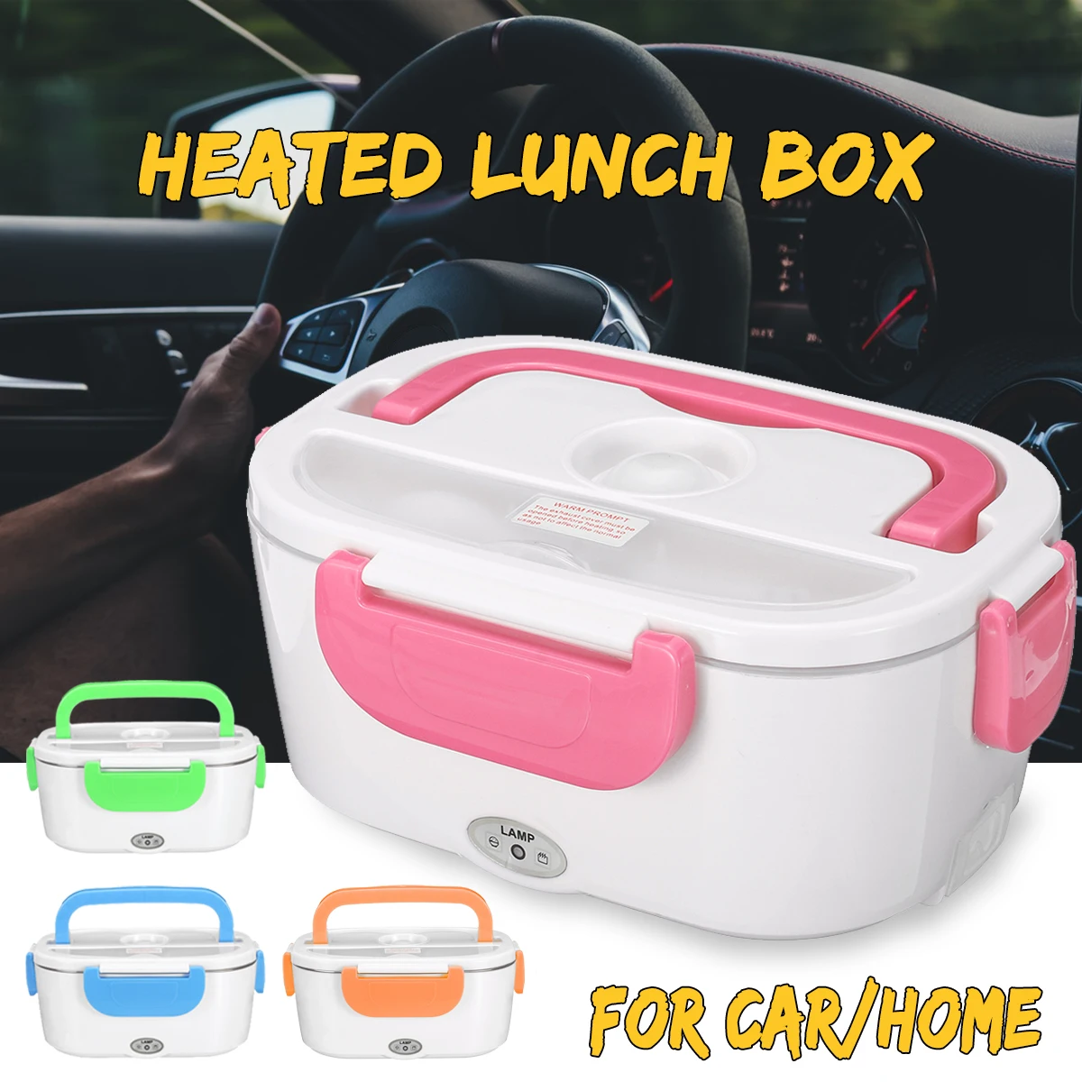 

2 in 1 Portable Electric Lunch Box Car& Home US Plug/EU Plug 12V-24V 110V 220V School Bento Lunchbox Food Container Warmer