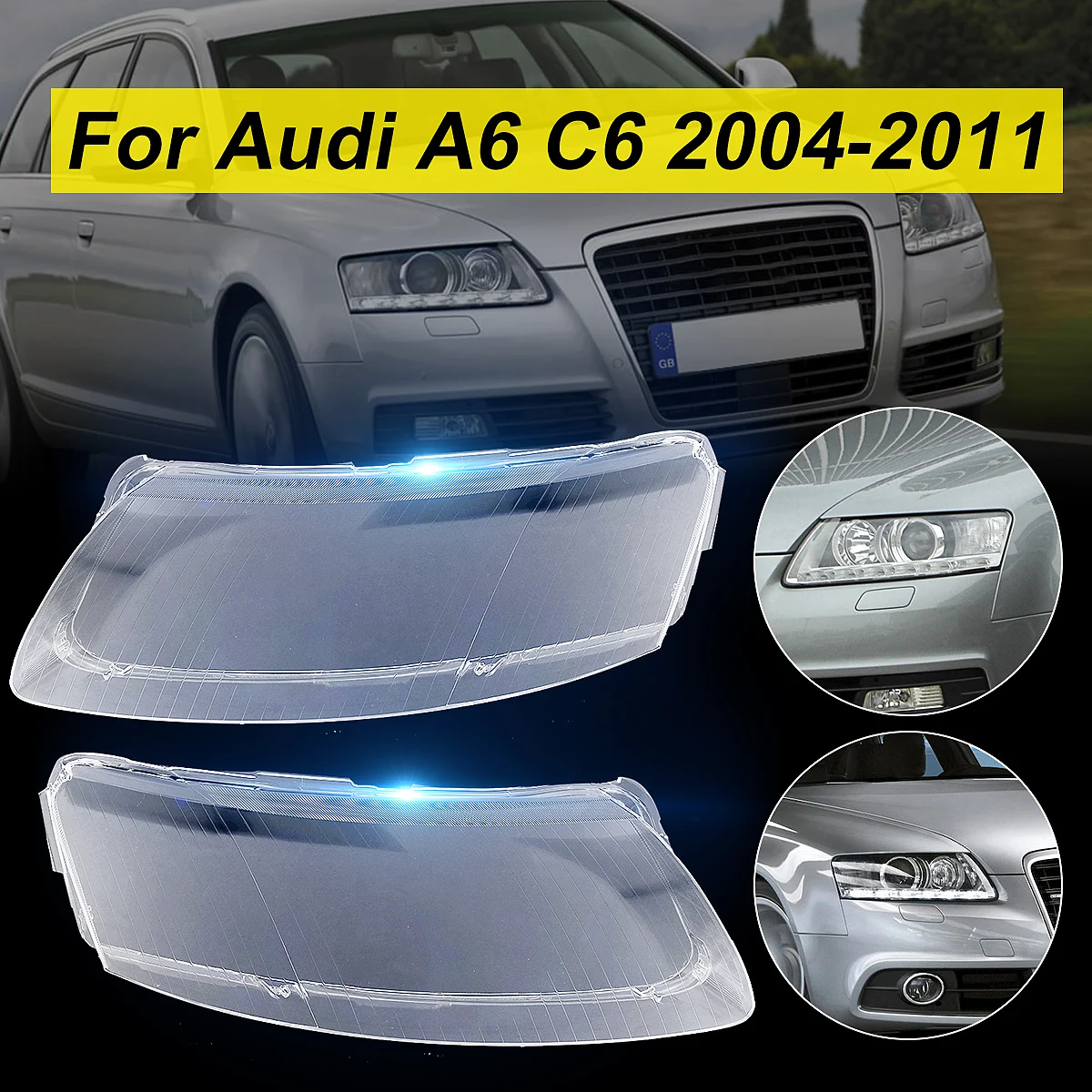 

Автомобильные фары для Audi A6 C5 1992 -2011 стекло Корпус противотуманных фар крышка прозрачный абажур лампы Корпус маски линзы