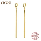 Серьги-кольца женские из серебра 925 пробы, на длинной цепочке