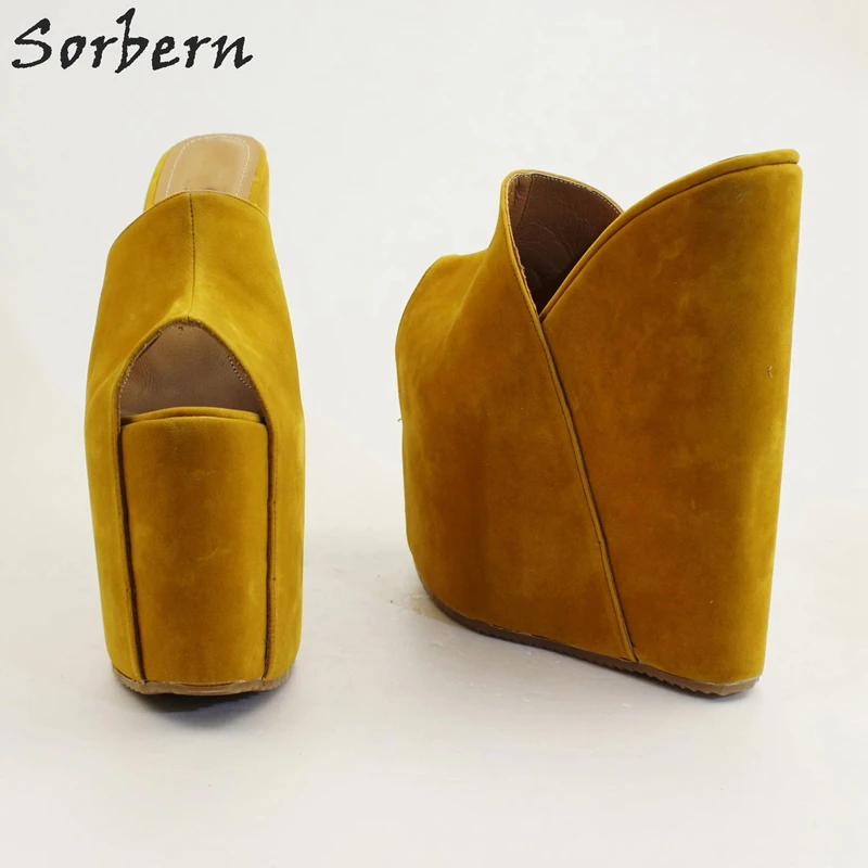 Sorbern/коричневые туфли на танкетке 20 см лодочки платформе с толстым каблуком