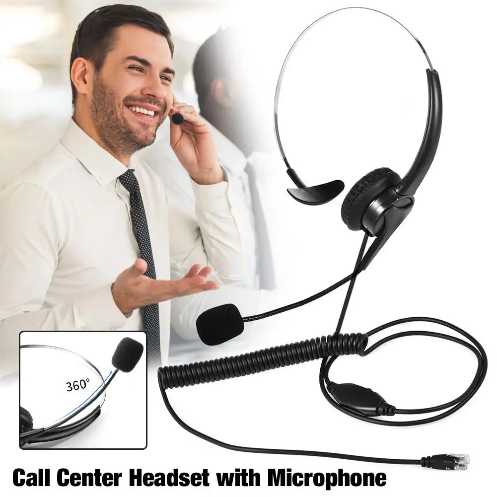 

Headset With Microphone Crystal Plug For PC Control Call Center Wired Headphones Noise Canceling Headset For PC Laptop