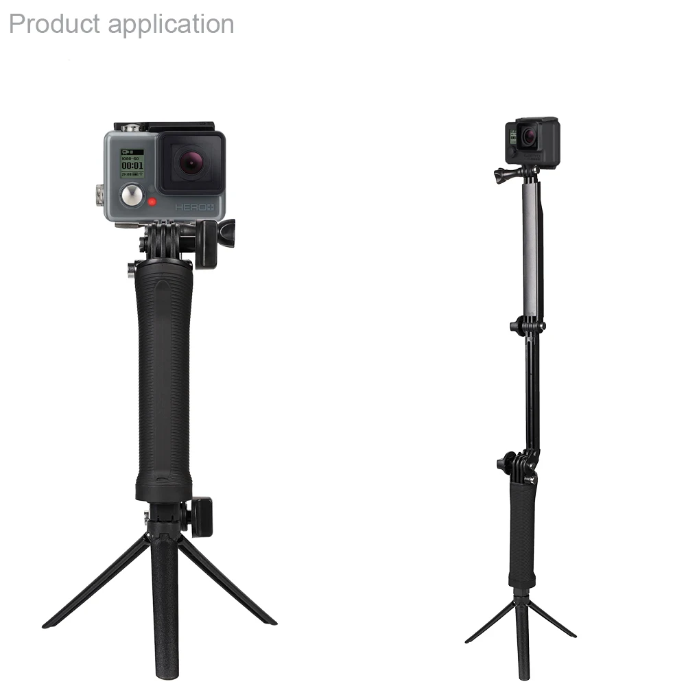 Аксессуары для Go pro, 3-полосная рукоятка, штатив, монопод, селфи палка для Gopro7 6 5 4 3 SJ8Pro Yi 4K DJI OSMO, Экшн-камера H8 H9R