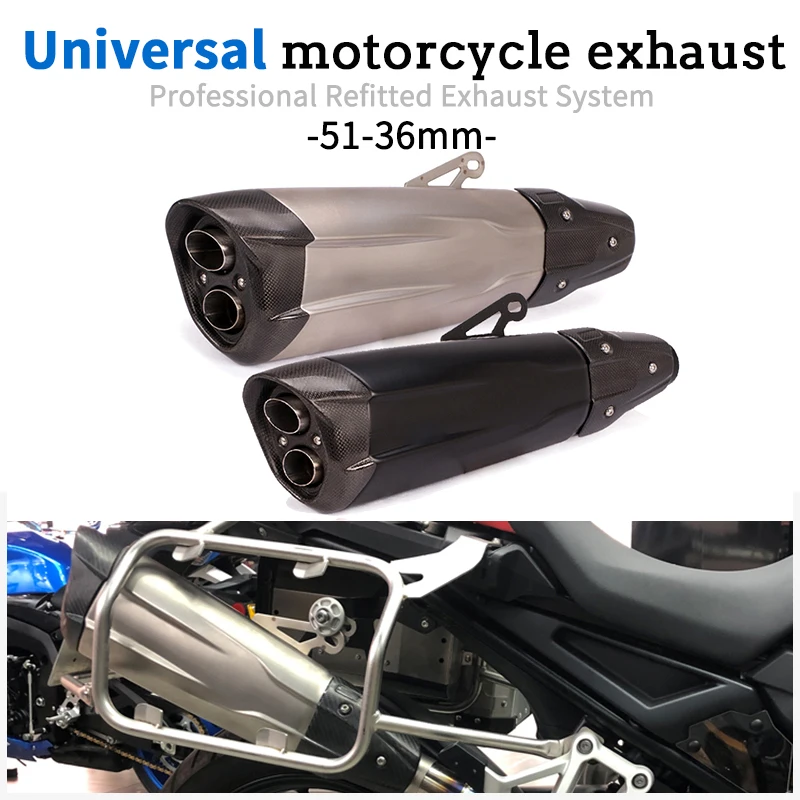 

51mm Universal Motorcycle Exhaust Muffler Carbon Fiber Pipe Escape Moto Heat Shiled Cover For S1000R Z900 S1000XR CB