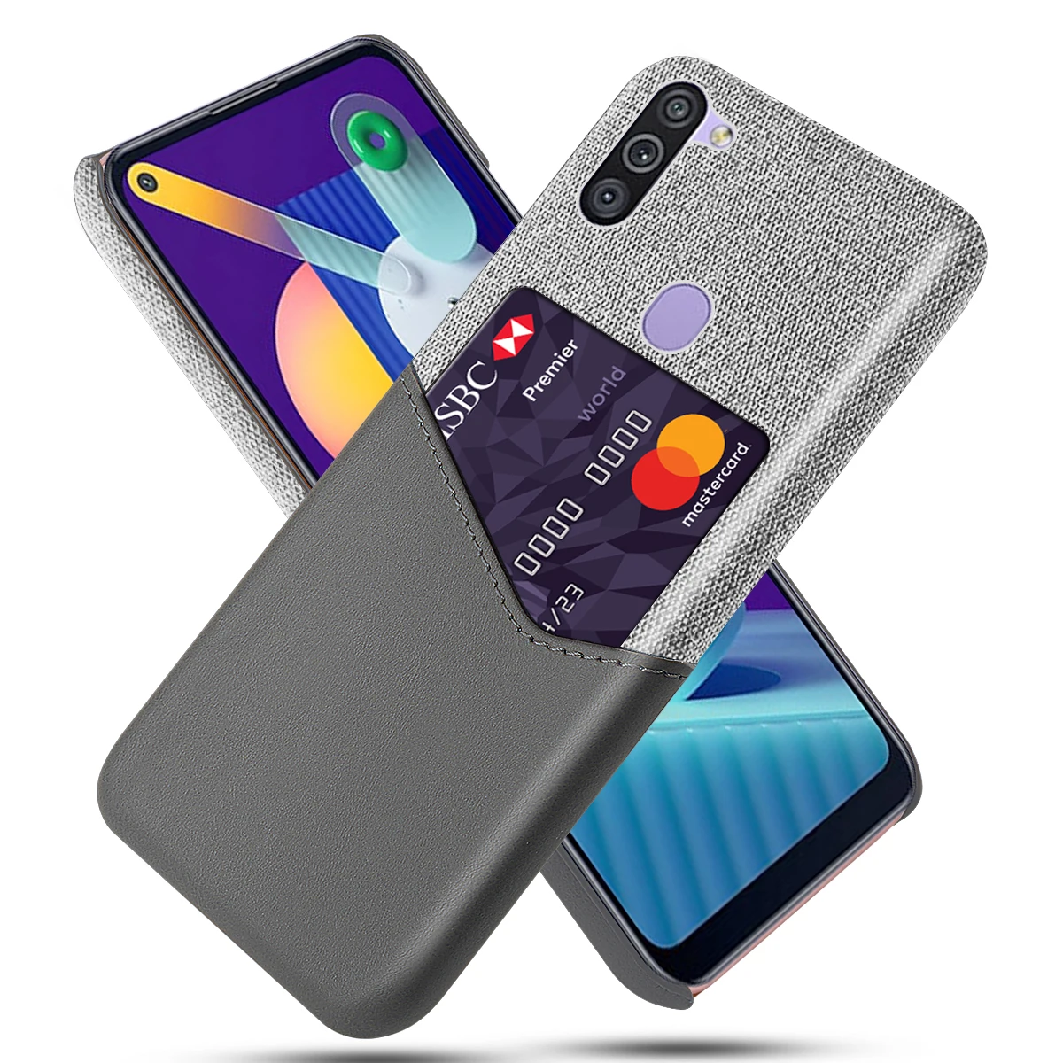 

M11 Shockproof Case for Samsung Galaxy M01 M21 M31 M51 M31S Fitted Cover Business Fabric + Luxury Leather Shell