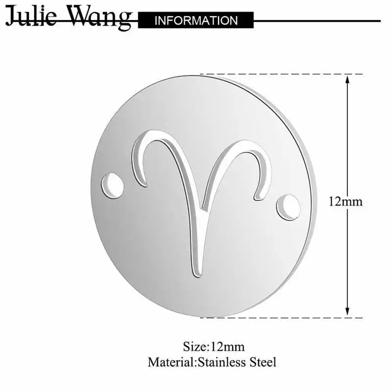Julie Wang 12 шт./компл. созвездия зодиака соединители из нержавеющей стали модное