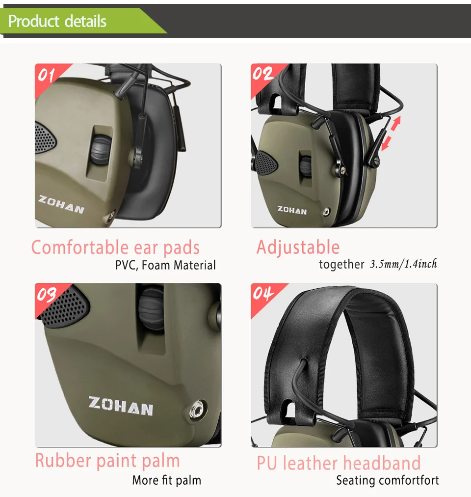 ZOHAN электронный наушник NRR22DB один микрофон охотничьи теплые наушники тактическая стрельба Защита слуха и замена ушной чашки