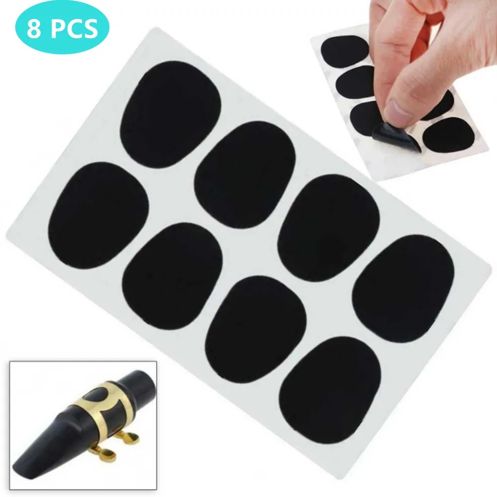 

8pcs Silicone Sax Mouthpiece Cushions Patches Pads 0.5mm 0.8mm For Alto Sax Tenor Saxophone Protect The Saxphone Head 2.7x2.1cm