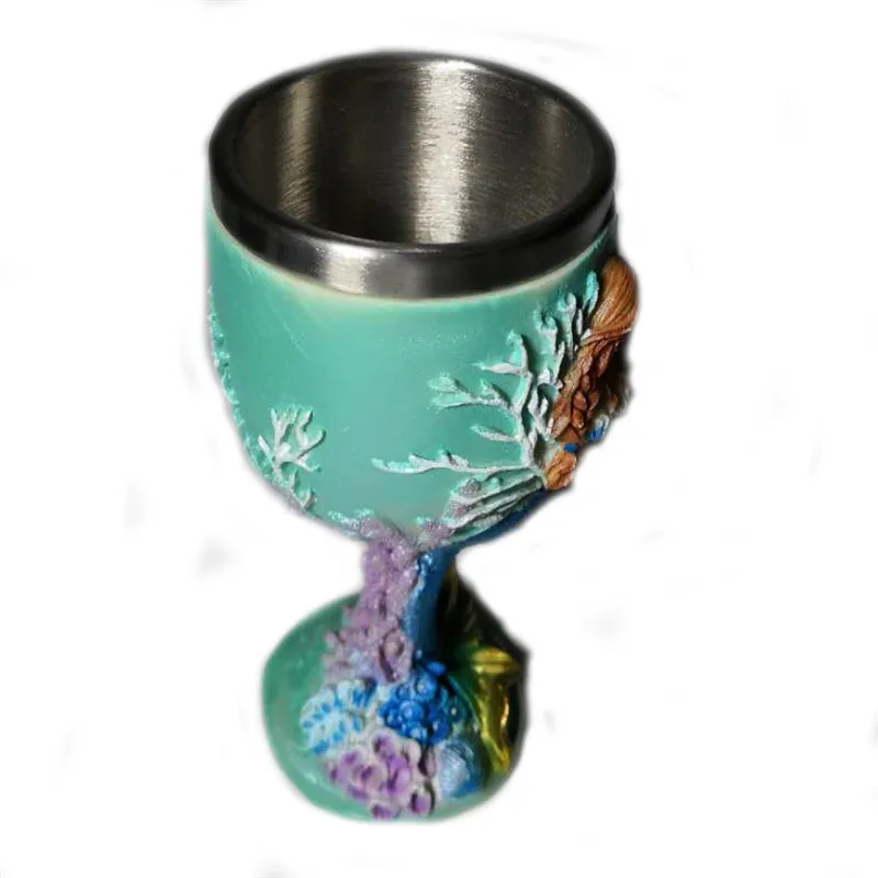 Креативные бокалы русалки из полимера и нержавеющей стали для вина виски