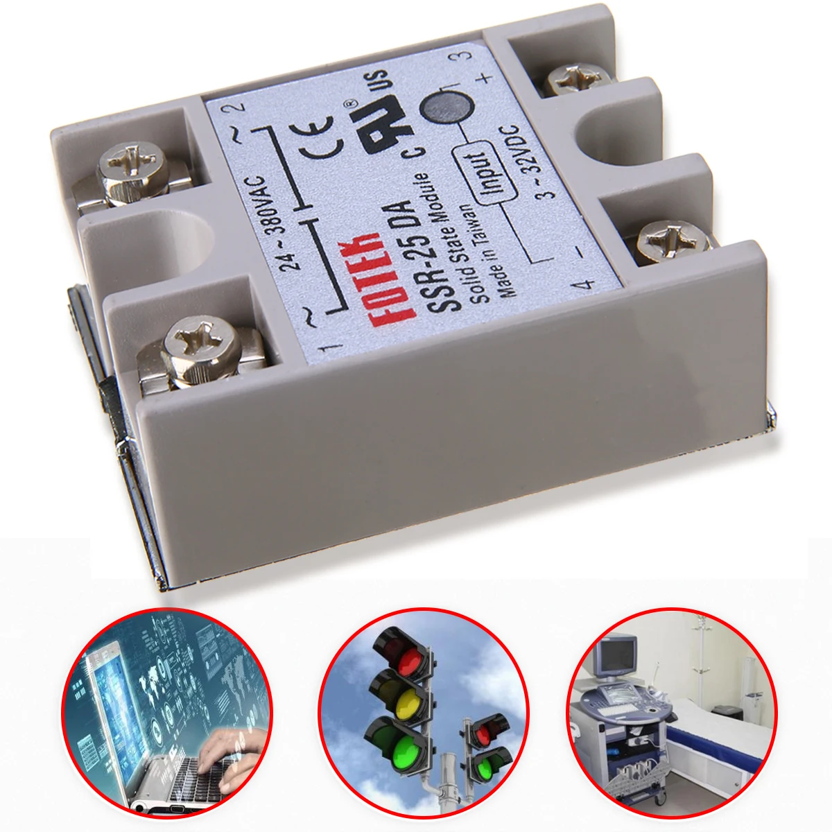 SSR 25 DA белый корпус 3 32V DC входное напряжение 24 380V AC Выходное 25A Контроль выходного