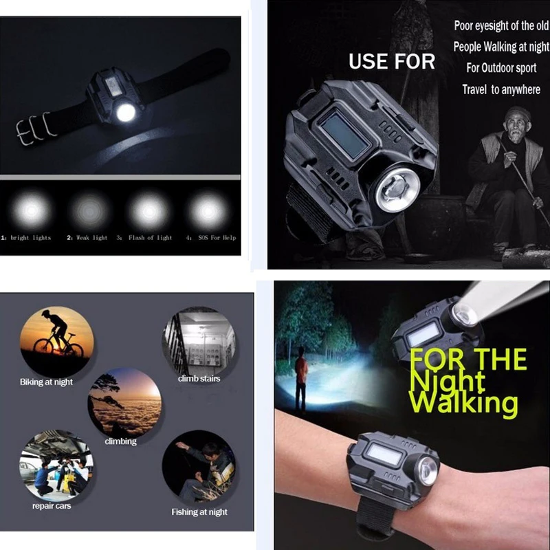 Новинка 2019 суперъяркие наручные светодиодные часы со вспышсветильник