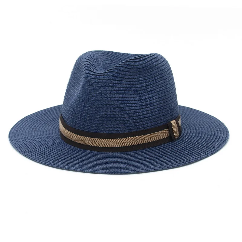 

2021 New Summer Unisex Ribbon Paper Hat Casual Holiday Panama Straw Hats Women Beach Outdoor Men Foldable Chapeau
