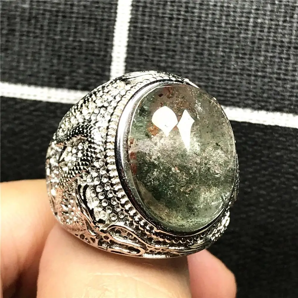 Топ натуральный зеленый фантомный кварцевый кристалл кольцо ювелирные изделия
