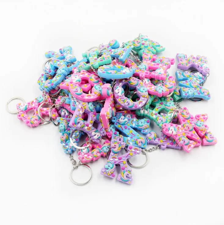 1 шт. 3D Единорог брелок письмо ПВХ мешок кулон подарок кошелек повесить на день