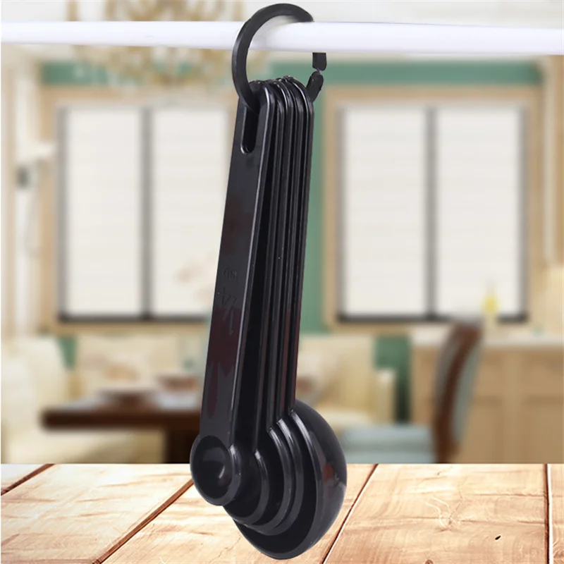

Kitchen Accessories 1Set Kitchen Cooking Tools Black Plastic Measure Spoon Coffee Sugar Measuring Cups Kitchen Utensils Gadgets