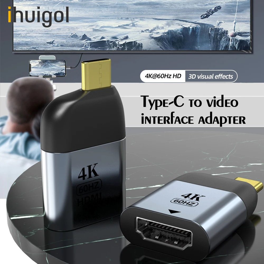 Видеоконвертер ihuigol Type C в HDMI совместимый с Vga/DP/RJ45/mini DP для Samsung S9 Huawei ТВ дисплея