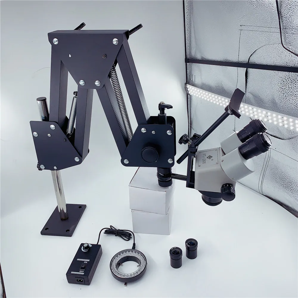 

7X-45X Stereo Microscope with Hard Aluminum Stand Jewelry Microscope Dental Microscope for Jewelry Tools