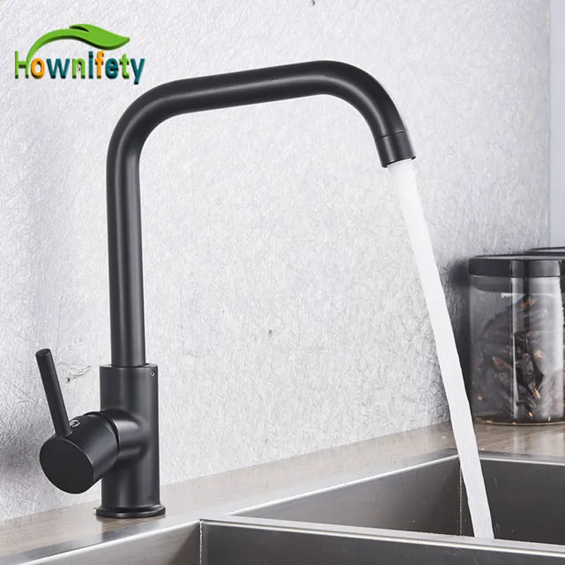 Stainless steel Brushed Nickel or Black one stream modes kitchne faucet hot cold mixer tap rotation deck mount torneira crane