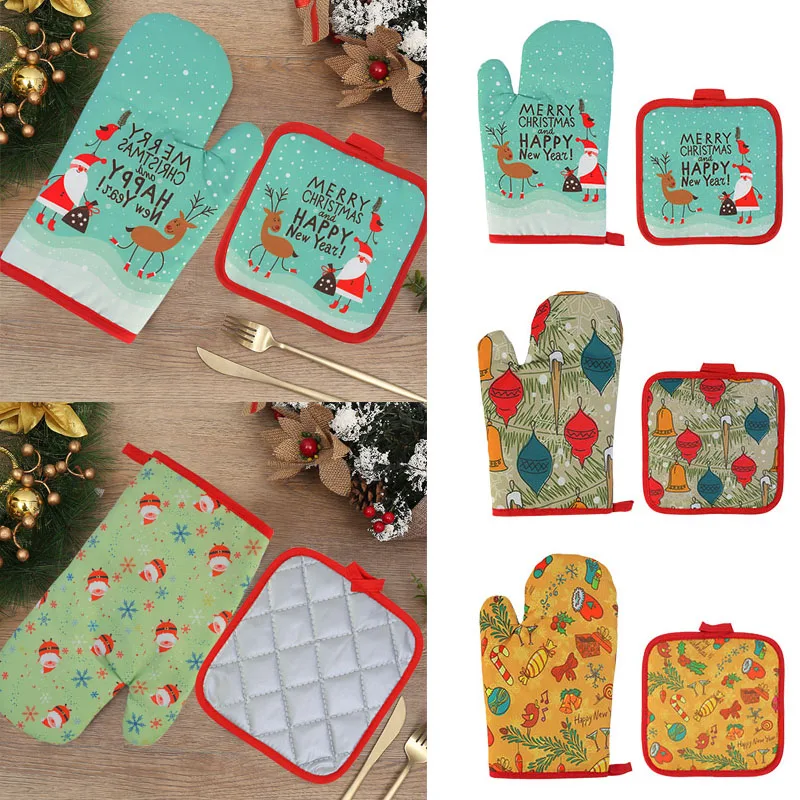 Рождественские варежки для горячей печи перчатки выпечки на Рождество и