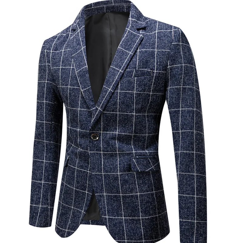 Осень 2021 модный клетчатый Блейзер мужской повседневный костюм пальто костюмы на