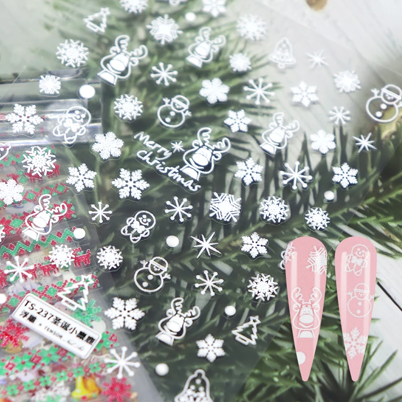 

Christmas Snowflake Winter Decals Manicure Decorations 3D Santa Claus Nail Art Stickers For Polish Charms New Year Nail Supplies