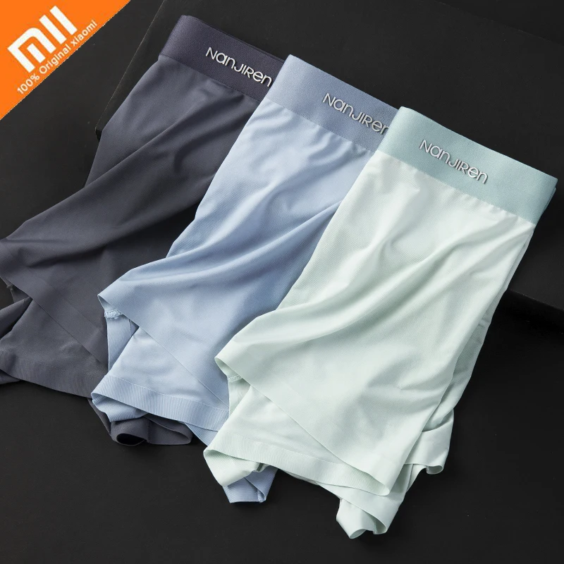 

Youpin 3pcs Graphene Antibacterial Underwear for Men Panties Solid Color Man Ice Silk Seamless Underpatns Male Boxer Shorts