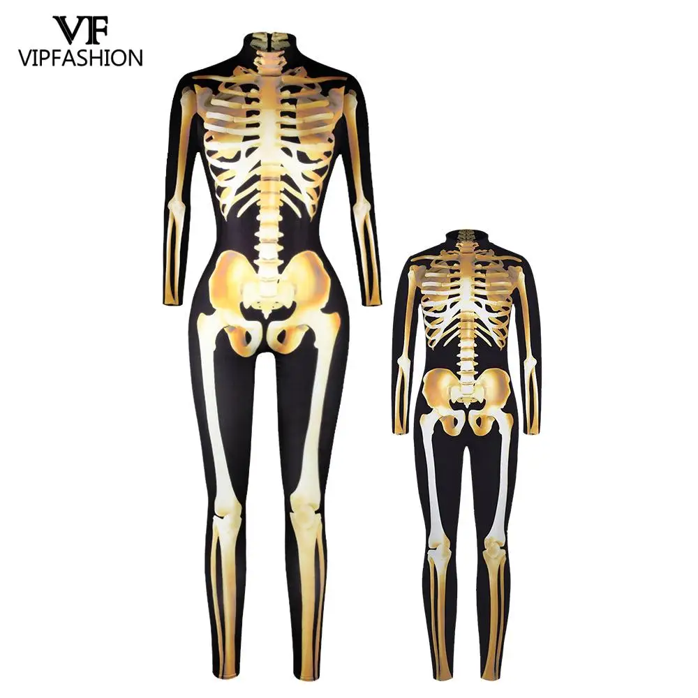 VIP модные COS женский костюм для всей семьи розовое с принтом в виде скелета