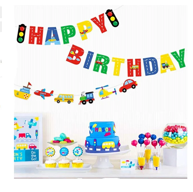 1 комплект украшение для дня рождения баннер с днем мальчиков школьный автобус