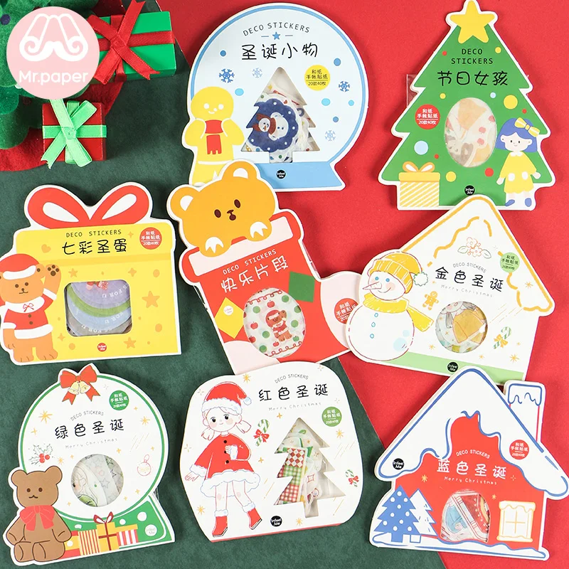 Mr. Бумаги 40 шт./упак. 8 видов конструкций Счастливого Рождества праздника Детское