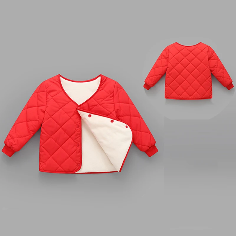 

Children's Winter New Thick Fashion Jacket Pure Color Warm Cotton Coat For Boys And Girls 1-5 Years Old